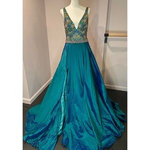 Jovani Teal and Blue Dress